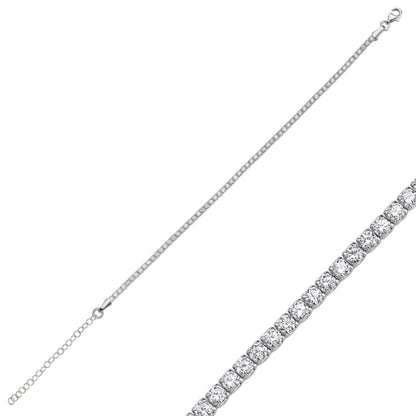 Sterling Silver Rhodium Plated 1.75 mm CZ Tennis Bracelet