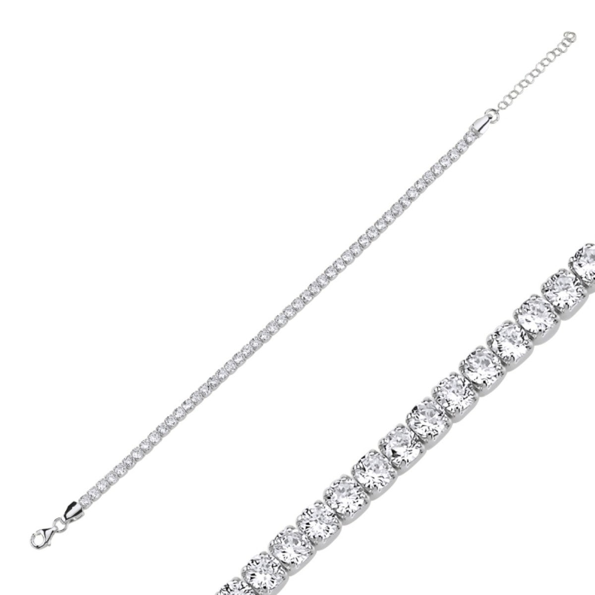 Sterling Silver Rhodium Plated 3 mm CZ Tennis Bracelet