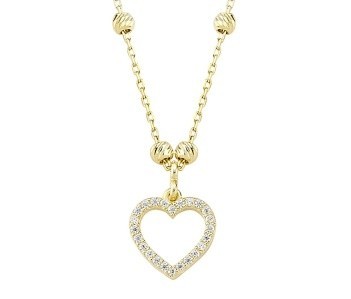 Sterling Silver Gold Plated CZ Heart Necklace