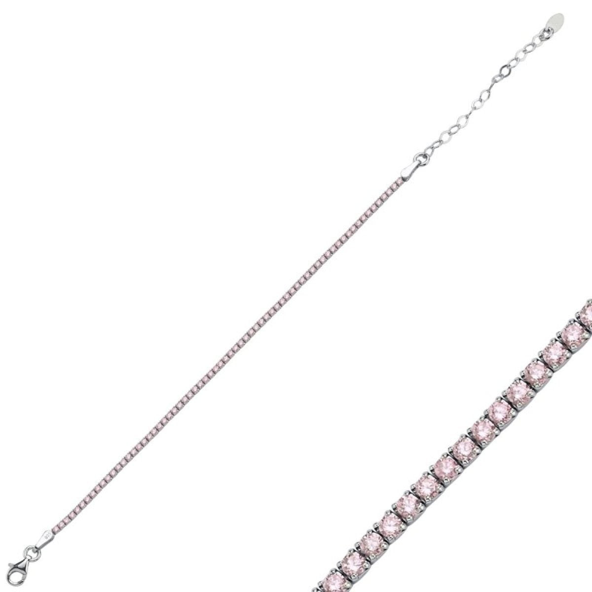 Sterling Silver Rhodium Plated CZ Tennis Bracelet