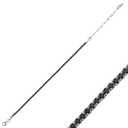 Sterling Silver Rhodium Plated CZ Tennis Bracelet