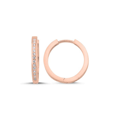 Silver Rose Gold Plated 12 - 20 mm CZ Hoops