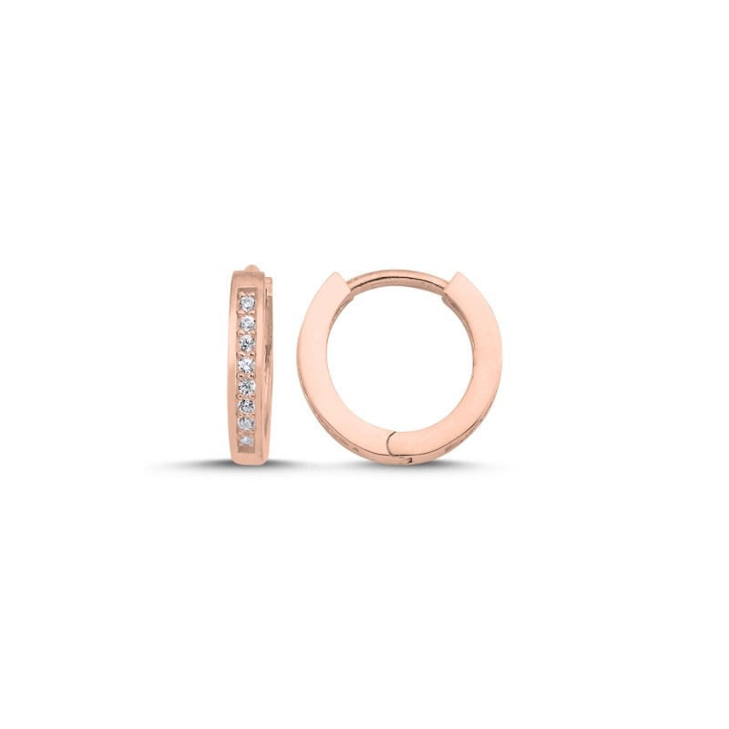 Silver Rose Gold Plated 12 - 20 mm CZ Hoops