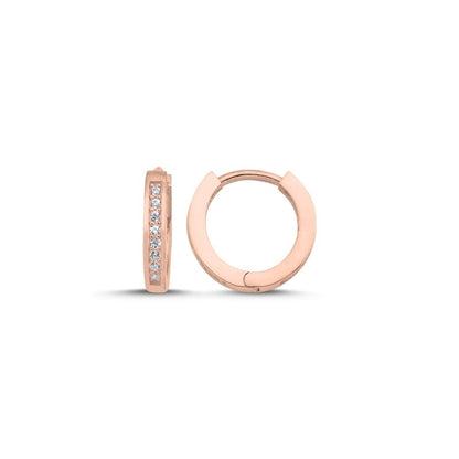 Silver Rose Gold Plated 12 - 20 mm CZ Hoops