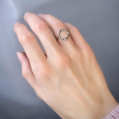 Sterling Silver Rhodium Plated Circle Ring