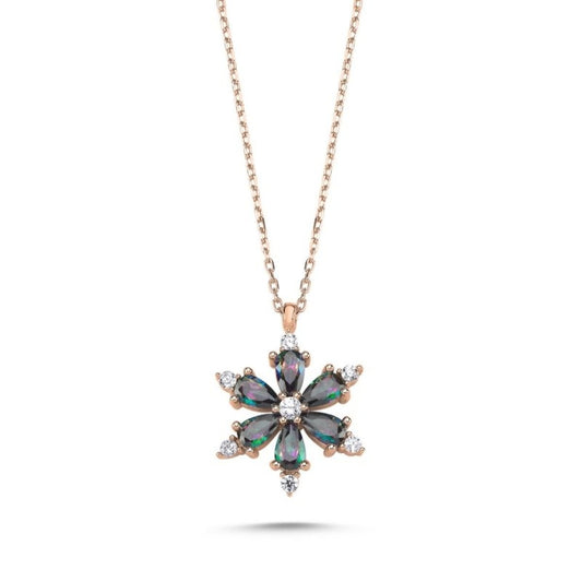 Sterling Silver Rose Gold Plated Mystic Topaz Necklace