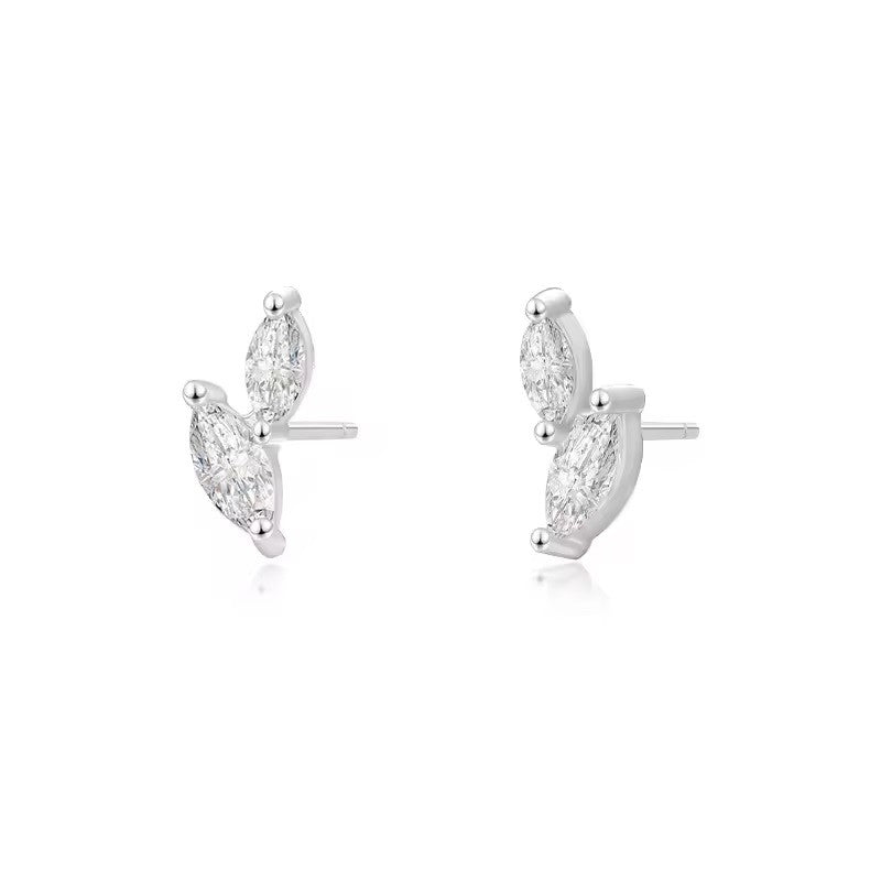 Sterling Silver Rhodium Plated CZ Studs