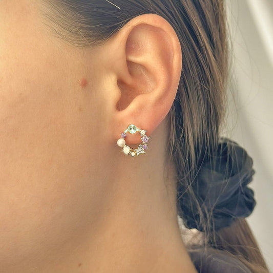 Sterling Silver Wreath Stud Earrings