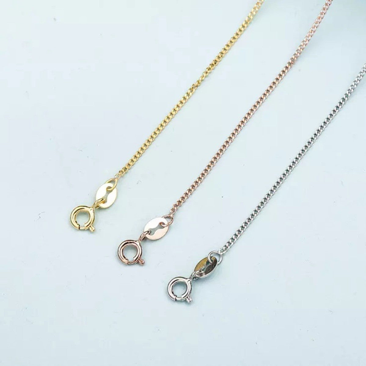 Sterling Silver Rose Gold Plated 0.9 mm Curb Chain