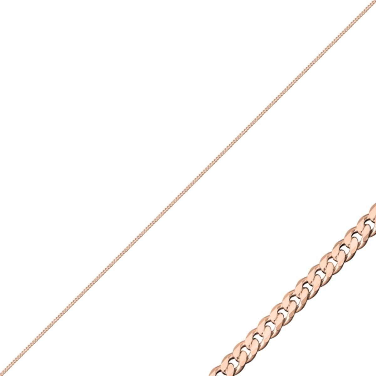 Sterling Silver Rose Gold Plated 0.9 mm Curb Chain