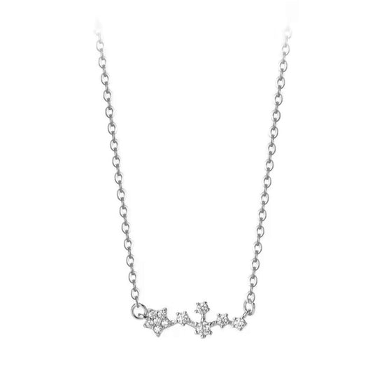 Sterling Silver Rhodium Plated CZ Star Pendant Necklace