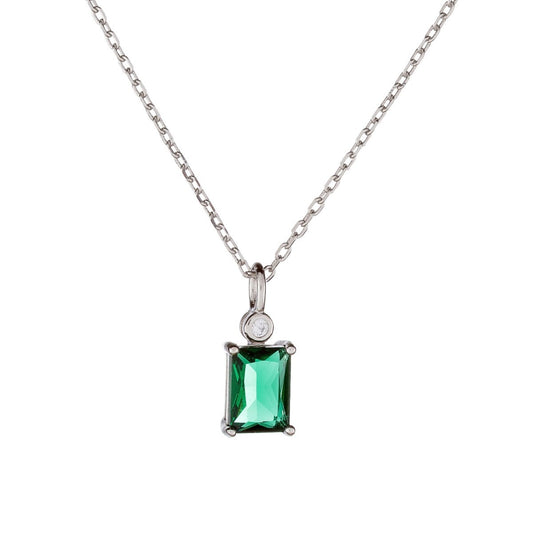 Sterling Silver Rhodium Plated CZ Pendant Necklace