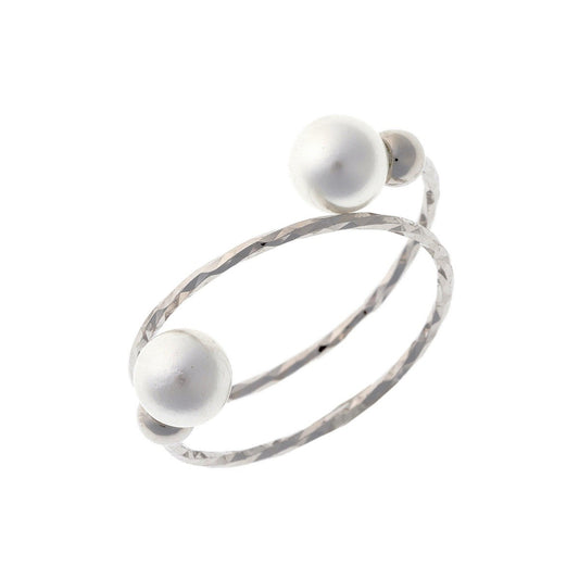 Sterling Silver Rhodium Plated Pearl Ring