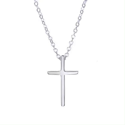 Sterling Silver Rhodium Plated Cross Necklace