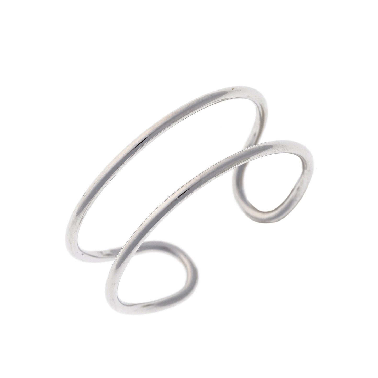 Sterling Silver Rhodium Plated Double Ring