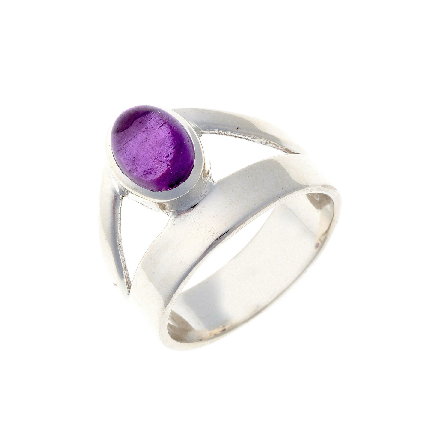 Sterling Silver Oval Amethyst Ring