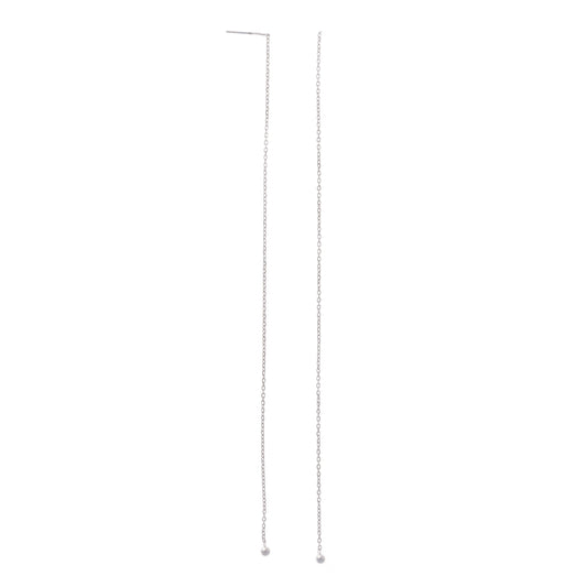 Sterling Silver Rhodium Plated Chain Drop Earrings