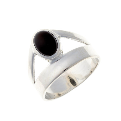 Sterling Silver Oval Black Onyx Ring