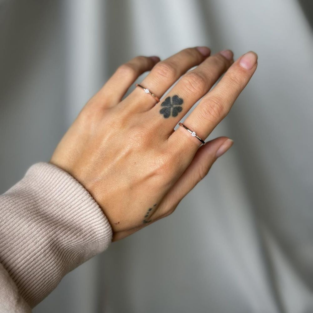 Silver Rose Gold Plated Minimalist CZ Ring