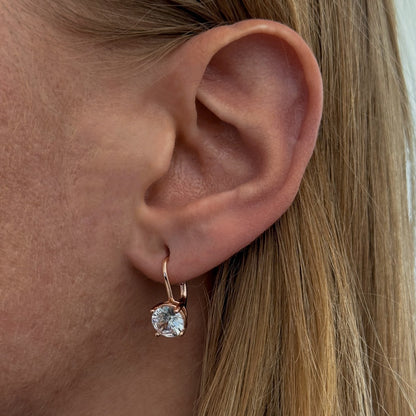 Sterling Silver Rose Gold Plated CZ Drop Earrings