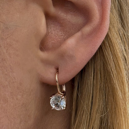 Sterling Silver Rose Gold Plated CZ Drop Earrings