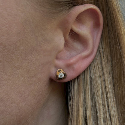 Sterling Silver Rose Gold Plated Studs with CZ