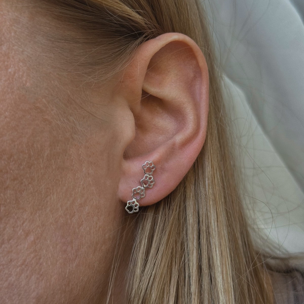 Sterling Silver Paw Stud Earrings