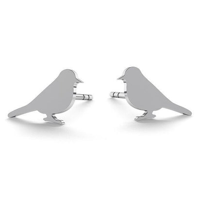 Sterling Silver Bird Stud Earrings