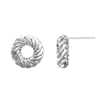 Sterling Silver Round Twisted Studs