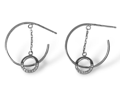 Sterling Silver Rhodium Plated Drop Earrings