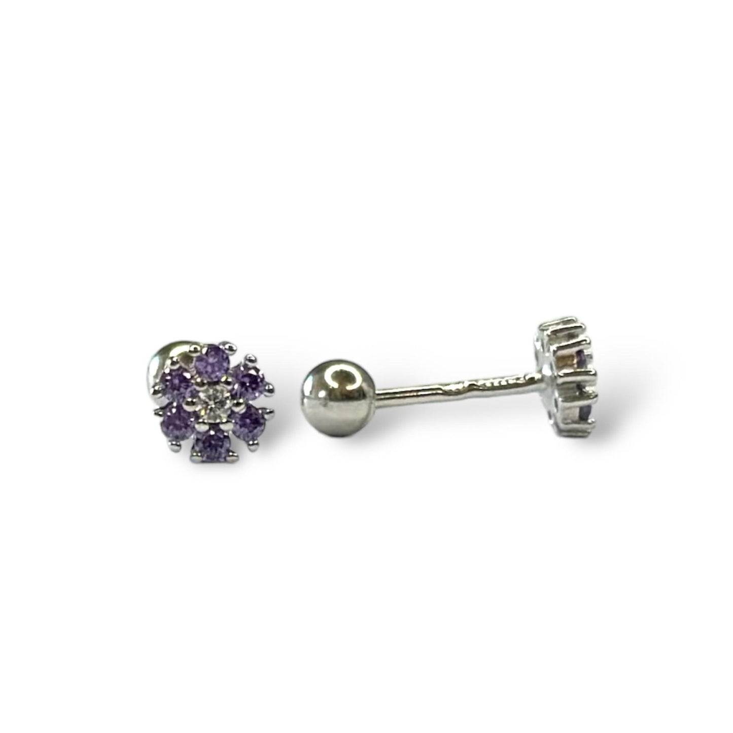 Sterling Silver Rhodium Plated Screw Ball Back Studs