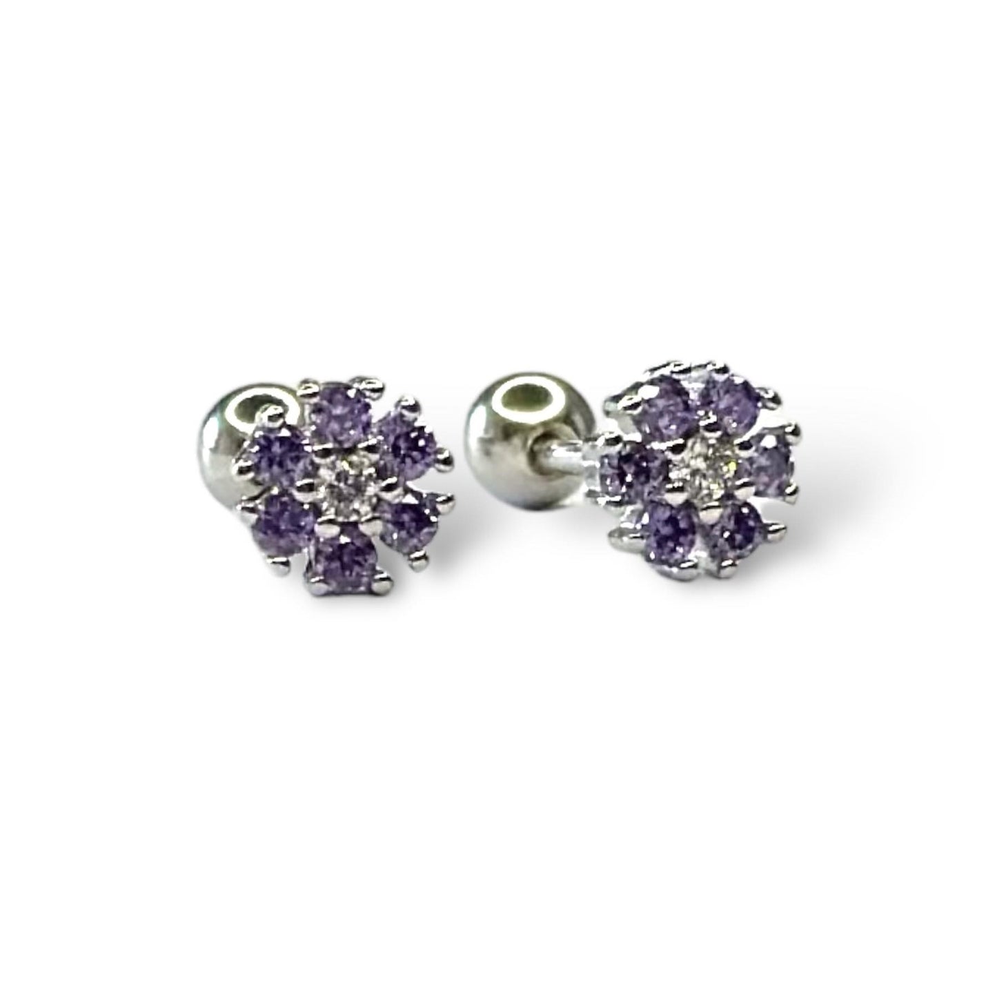 Sterling Silver Rhodium Plated Screw Ball Back Studs