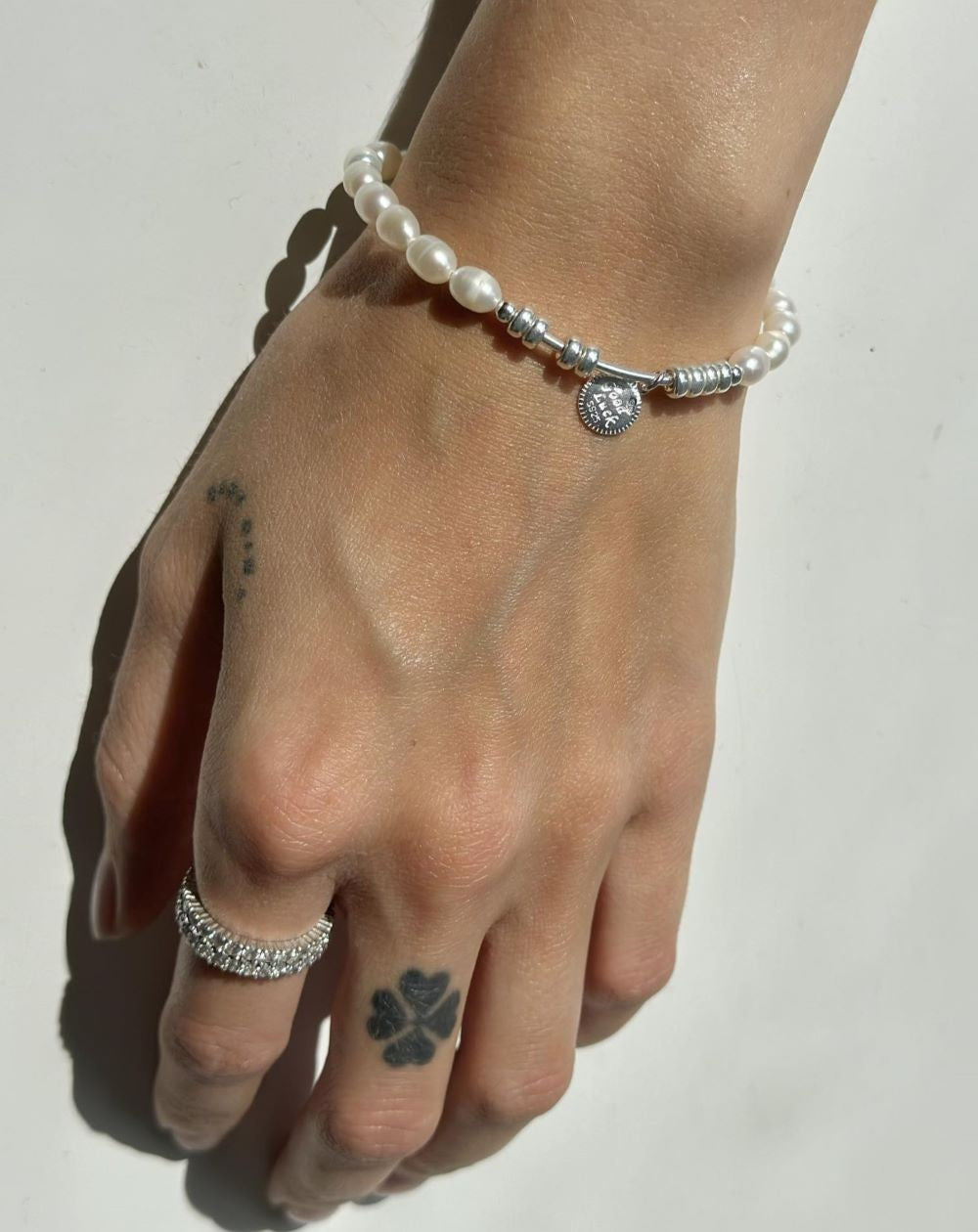 Freshwater Pearl Stretchy Bracelet "Good Luck"