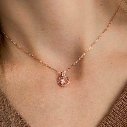 Sterling Silver Rose Gold Plated Circle Necklace