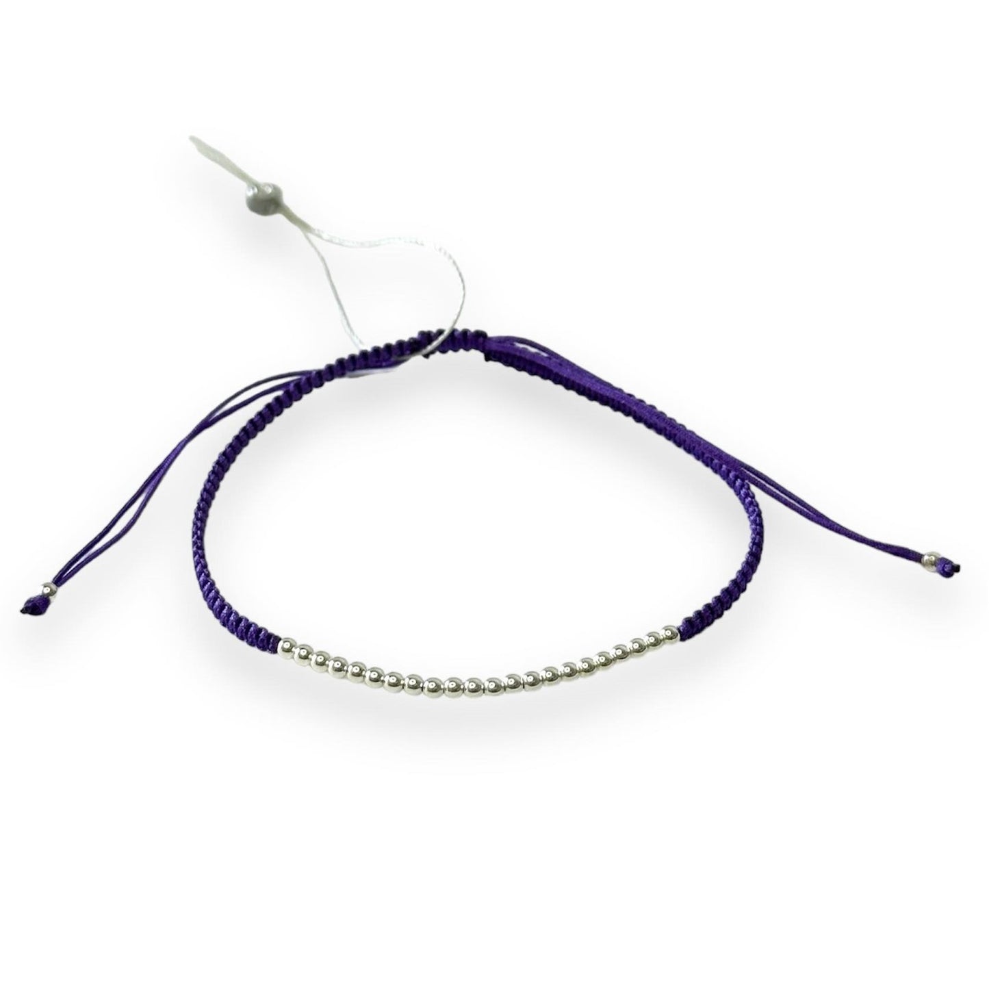 Various Colours Thread Bracelet with Sterling Silver Beads