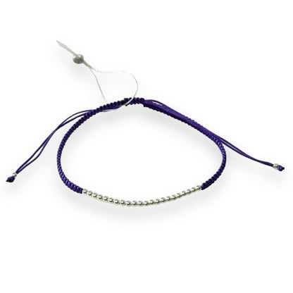 Various Colours Thread Bracelet with Sterling Silver Beads