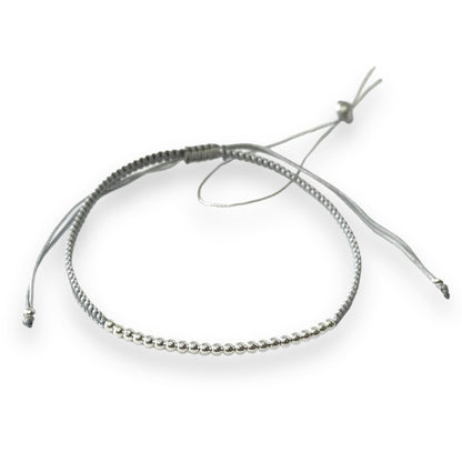 Various Colours Thread Bracelet with Sterling Silver Beads