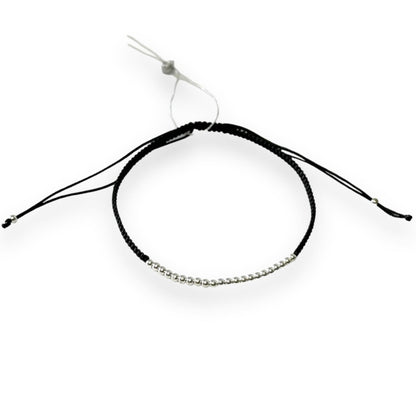 Various Colours Thread Bracelet with Sterling Silver Beads