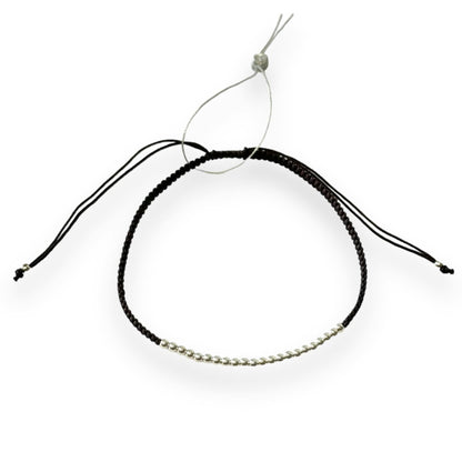 Various Colours Thread Bracelet with Sterling Silver Beads