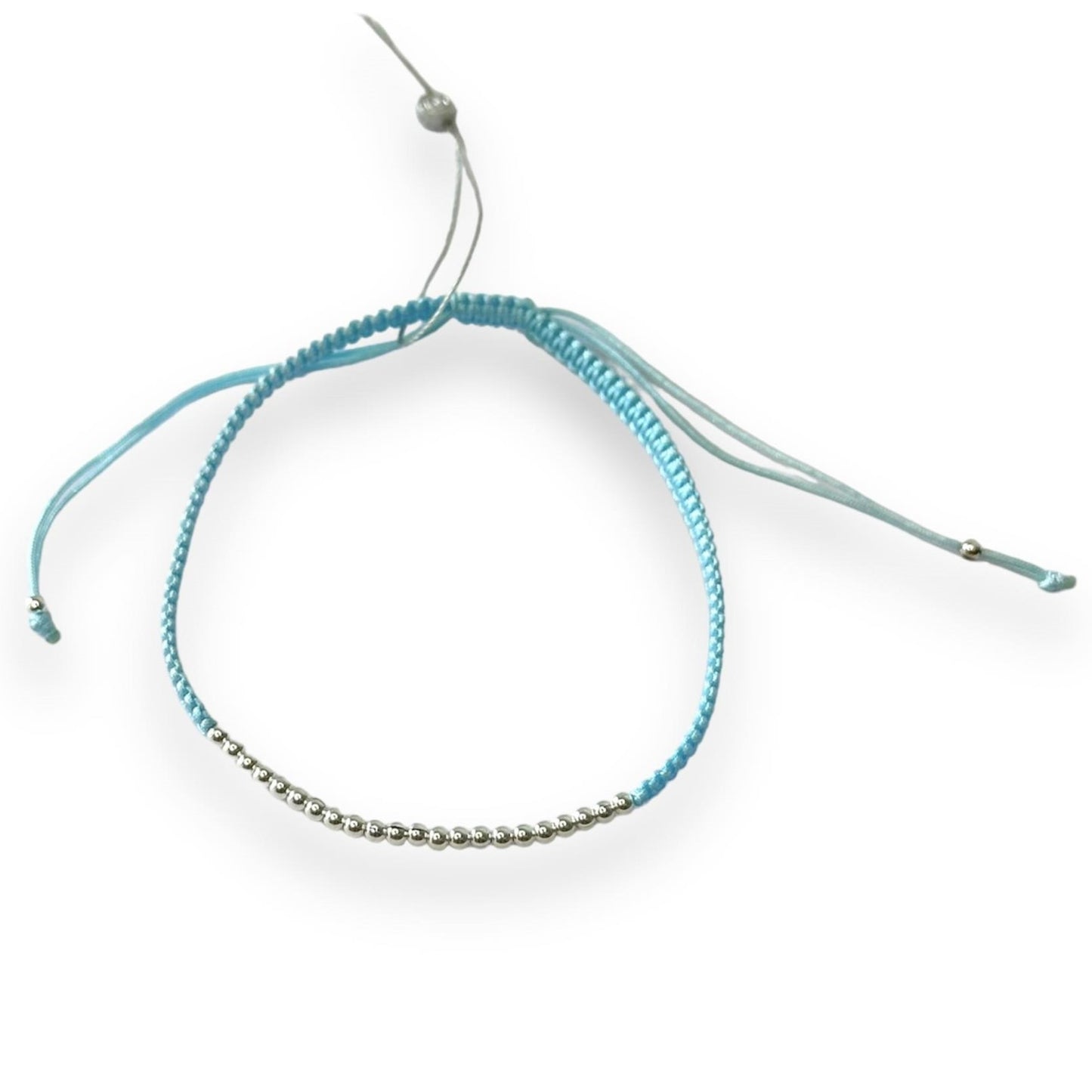 Various Colours Thread Bracelet with Sterling Silver Beads