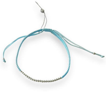 Various Colours Thread Bracelet with Sterling Silver Beads
