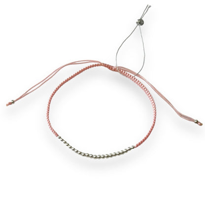 Various Colours Thread Bracelet with Sterling Silver Beads