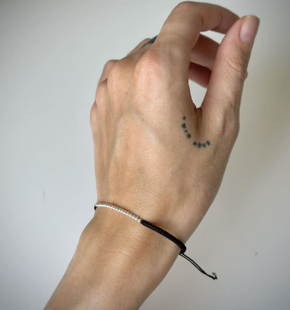 Various Colours Thread Bracelet with Sterling Silver Beads