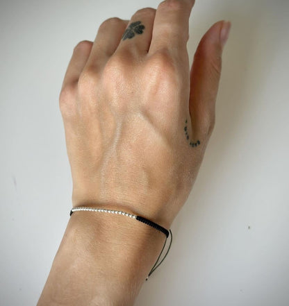Various Colours Thread Bracelet with Sterling Silver Beads