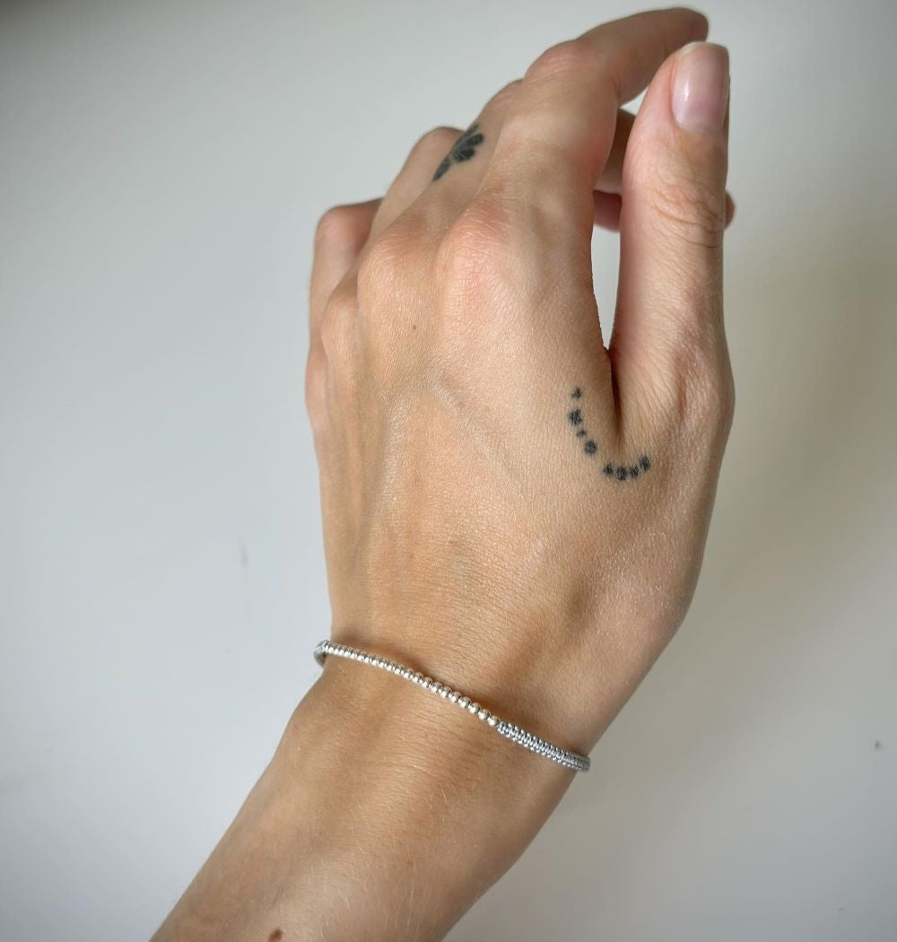 Various Colours Thread Bracelet with Sterling Silver Beads