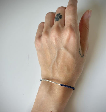 Various Colours Thread Bracelet with Sterling Silver Beads