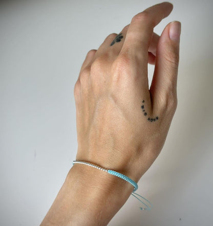 Various Colours Thread Bracelet with Sterling Silver Beads