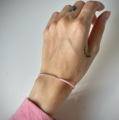 Various Colours Thread Bracelet with Sterling Silver Beads