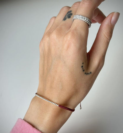Various Colours Thread Bracelet with Sterling Silver Beads