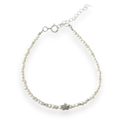 Perlai ¦ sidabrinė apyrankė su žvaigždute ir tikrais perlais